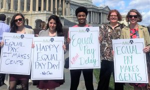 AAUW staff and interns rally on Capitol Hill in Washington, D.C. on Equal Pay Day 2017